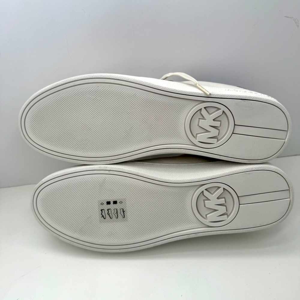 Michael Kors MK Faux Leather Sneakers White Dark Green Trim Women's Size 10 NEW - Picture 7 of 9